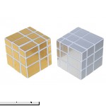 willking Mirror Cube 3x3x3 Speed Cube Puzzle Set Golden & Silver Pack of 2 White  B01L9AQT22